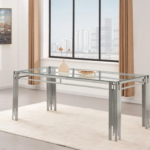 Table A Manger Flute Chrome Transparent 180x90x75 Cm