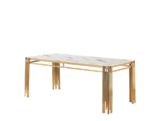 Table A Manger Flute Gold Marbre Blanc 180x90x75 Cm – Image 2