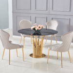 Table A Manger Flute Gold Marbre Noir 120 Cm
