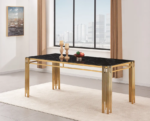 Table A Manger Flute Gold Marbre Noir 150x90x75 Cm