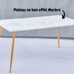 Table A Manger Agnes Gold Marbre Blanc 150x90 Cm