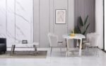 Table A Manger Gossip Chrome Marbre Blanc 180x90cm – Image 2