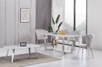 Table A Manger Gossip Chrome Marbre Blanc 180x90cm – Image 4