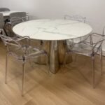 Table Capucine Chrome Marbre Blanc 130X75CM SANS CHAISES