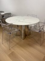 Table Capucine Chrome Marbre Blanc 130X75CM SANS CHAISES