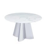 Table Capucine Chrome Marbre Blanc 130X75CM SANS CHAISES – Image 3