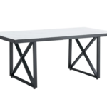 Table A Manger Levanto Métal Noir Marbre Noir/ Beige / Blanc 180x90x75 Cm