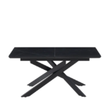 Table Extensible Agathe Métal Noir Marbre Noir 160/200Cm