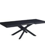 Table Repas Extensible a Rallonge Balni Noir Pied Noir 140/220X90cm