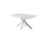 Table Extensible Bianca ( Chrome Marbre Blanc/ Chrome Marbre Noir/ Chrome Marbre Blanc ) 160/200Cm