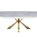 Table Extensible Bianca Gold Marbre Blanc 160/200Cm