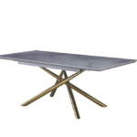 Table Extensible Zephir Gold ( Marbre Gris/ Marbre Blanc ) 160/200Cm