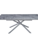 Table Extensible Zephir Métal Gris Marbre Gris 160/200Cm