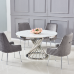 Table A Manger Nautilus Chrome Marbre Blanc 130 Cm