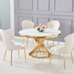 Table A Manger Nautilus Gold Marbre Blanc 130 Cm