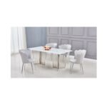 Table Repas Papillon Chrome Marbre Blanc 180x90 Cm – Image 2