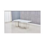 Table Repas Papillon Chrome Marbre Blanc 180x90 Cm