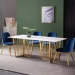 Table Repas Papillon Gold Marbre Blanc 180x90 Cm