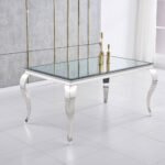 Table Repas Baroque Chrome Miroir 150x90x75 Cm