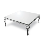 Table Basse Baroque Carree Chrome Blanc 110x110x45 Cm