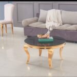 Table Basse Baroque Ronde Gold Noir 80x45 Cm