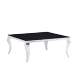 Table Basse Baroque Carree Chrome Noir 100x100x45 Cm