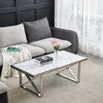 Table Basse Levanto Chrome Marbre Blanc 120x60x45 Cm