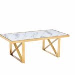 Table Basse Levanto Gold Marbre Blanc 120x60x45 Cm