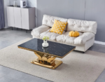 Table Basse Trofy Gold Marbre Noir 120x70x45 Cm – Image 2