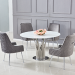 Table A Manger Flute Chrome Marbre Blanc 120 Cm