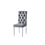 Lot De 2 Chaises Nevada Capitonne Avec Boutons Chrome Velours Anthacite