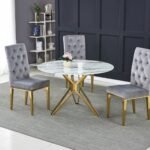 Table A Manger Electra Gold Marbre Blanc 120x75cm