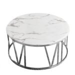 Table Basse Atmos Chrome Marbre Blanc 100 Cm