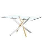 Table A Manger Jessica Gold Chrome Transparent 180x90cm