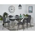 Table A Manger Jessica Chrome Plateau Transparent 150x90cm SANS CHAISES – Image 4