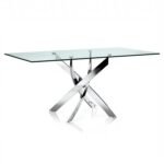 Table A Manger Jessica Chrome Plateau Transparent 150x90cm SANS CHAISES – Image 5