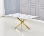 Table A Manger Jessica Gold Marbre 150x90cm SANS CHAISES – Image 3