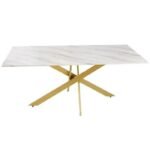 Table A Manger Jessica Gold Marbre 150x90cm SANS CHAISES – Image 2
