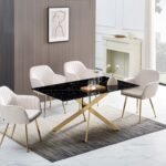 Table A Manger Jessica Gold Noir SANS CHAISES