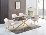 Table Repas Jessica Rectangle Gold Verre Transparent 180x90cm SANS CHAISES