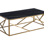Table Basse Geomag Gold Marbre Noir 120x60x45 Cm