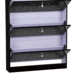 Meuble À Chaussures En Strass 3 Portes Noir 110x17x80cm