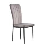 Lot De 4 Chaises Pony Métal Noir Velours Gris