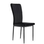 Lot De 4 Chaises Pony Métal Noir Velours Noir