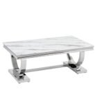 Table Basse Omega Chrome Marbre  Blanc 120x70cm