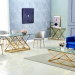 Table Repas Triangle Gold Transparent 180x90 Cm