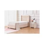 Lit Eres Capitonne Velours Beige 90x190 Cm