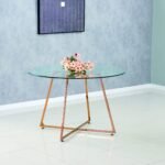 Table Repas Heloise Pieds Gold Transparent 120cm De Diametre
