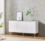 Buffet Baroque Laqué Blanc 3 Portes  160x40x80 cm – Image 2