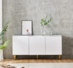 Buffet Baroque Laqué Blanc 3 Portes  160x40x80 cm